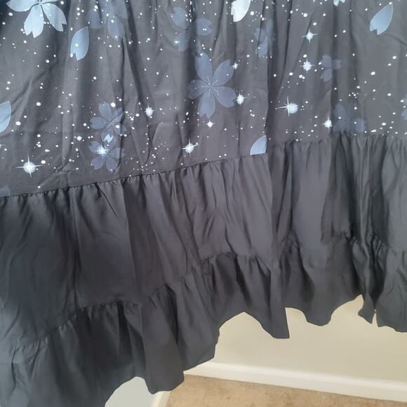 NWT Bloomchic Midi Dress Womens 20 Floral Ruffle Sleeve Fit Flare Blue - Picture 4 of 11